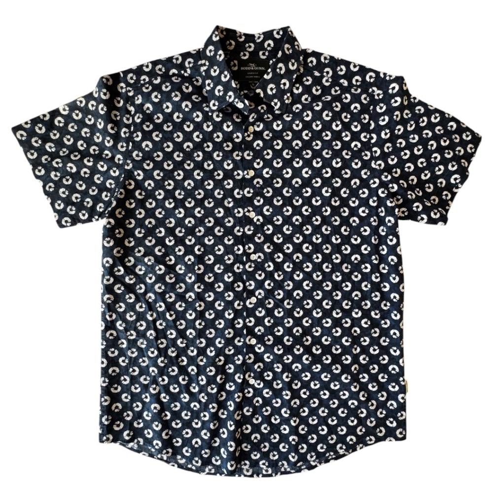 Rodd & Gunn button-down shirt polished, upscale casual SzL Floral Geo Navy White